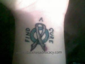 diabetes ribbon and circle tattoo