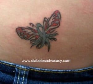 diabetes ribbon butterfly tattoo