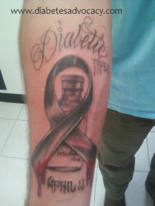 diabetes tattoo with ribbon and insulin Diabetes Advocacy 
