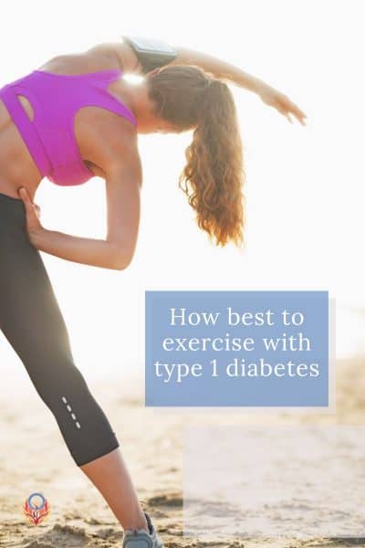 woman with type 1 diabetes exercising at beach